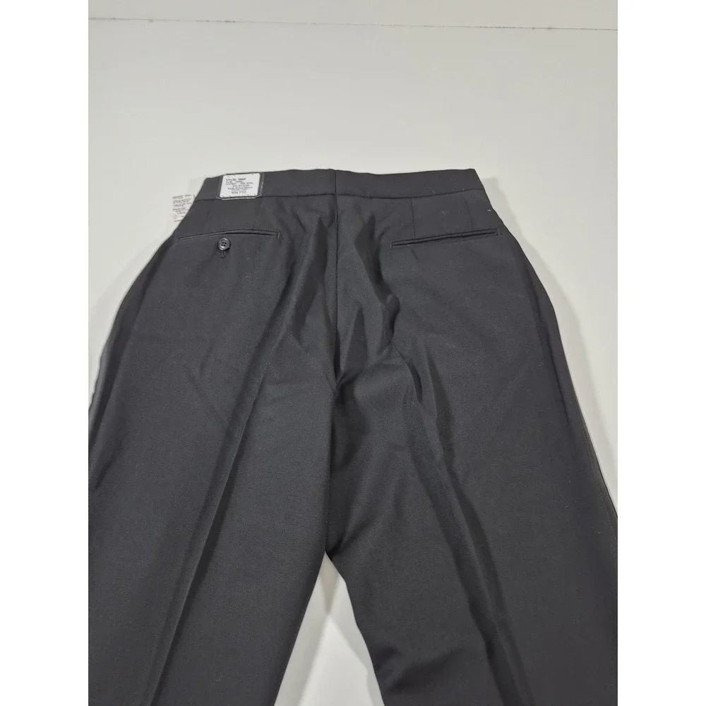 Dress Pants Mens 34x36 Black Super 120 Wool Flat Front Adjustable Waist Unhemmed